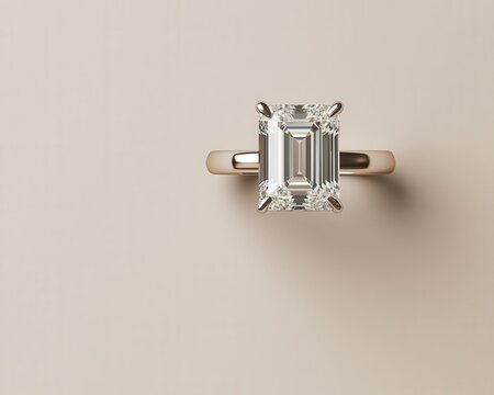 A solitaire emerald-cut diamond ring isolated, with the gemstone s clean lines and clarity captured perfectly emerald-cut ring, gemstone, clarity