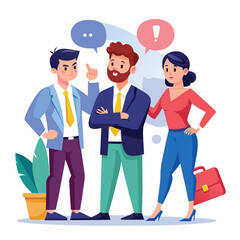 Two employees confront a selfish male coworker in an office environment discussing his behavior while a third person observes with concern