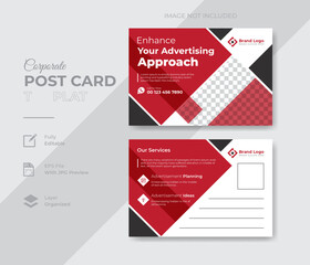 Corporate marketing agency postcard template design for business