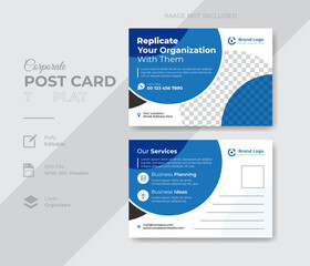 Corporate marketing agency postcard template design for business