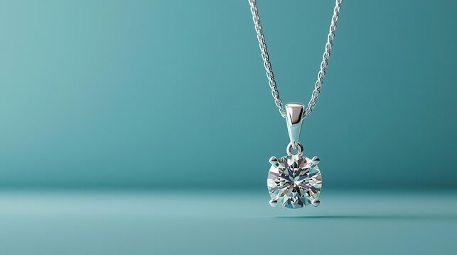 A solitaire princess-cut diamond pendant isolated, with the gemstone s facets displaying excellent clarity princess-cut pendant, gemstone, clarity
