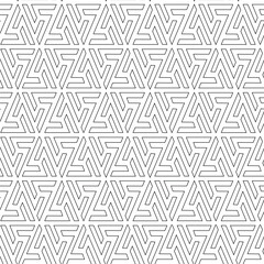 Abstract geometric pattern with crosses, stripes, lines. Seamless vector background. White and black ornament. Modern reticulated graphic design.