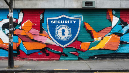 security grafitti art design on a wall in street