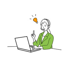 illustration of a female operator solving a problem