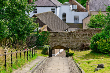 Charming Pathway to Stone Arch Bridge in Ripon, UK