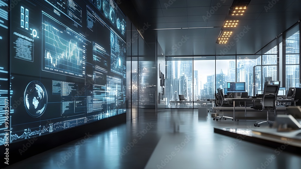 Poster cutting-edge intelligence system monitoring dashboard with sophisticated data analysis and visualiza