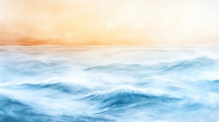 Obraz premium Serene ocean waves under a soft sunset, creating a peaceful and calming atmosphere for relaxation and inspiration.