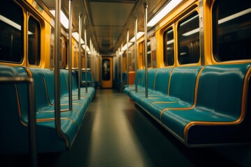 Fototapeta premium Modern minimalist public transport an empty tram or metro showcasing clear and simple design