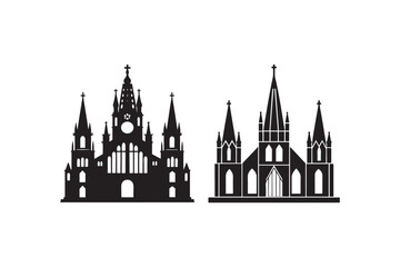 Naklejka premium Cathedral silhouette vector illustration, Cathedral silhouette vector, Cathedral silhouette PNG