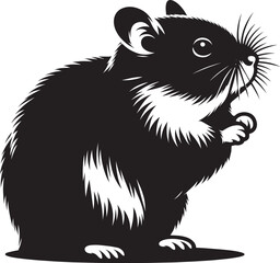 Cute little hamster Silhouette vector illustration isolated on a white background