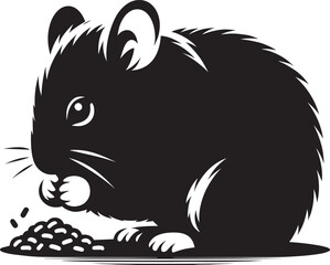 Cute little hamster Silhouette vector illustration isolated on a white background