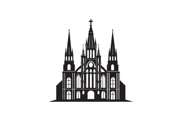 Cathedral silhouette vector illustration, Cathedral silhouette vector, Cathedral silhouette PNG