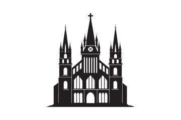Fototapeta premium Cathedral silhouette vector illustration, Cathedral silhouette vector, Cathedral silhouette PNG