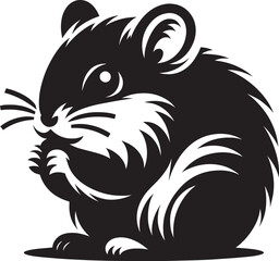 Cute little hamster Silhouette vector illustration isolated on a white background