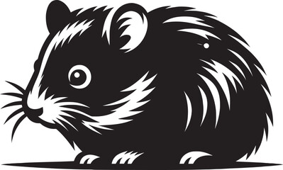 Cute little hamster Silhouette vector illustration isolated on a white background