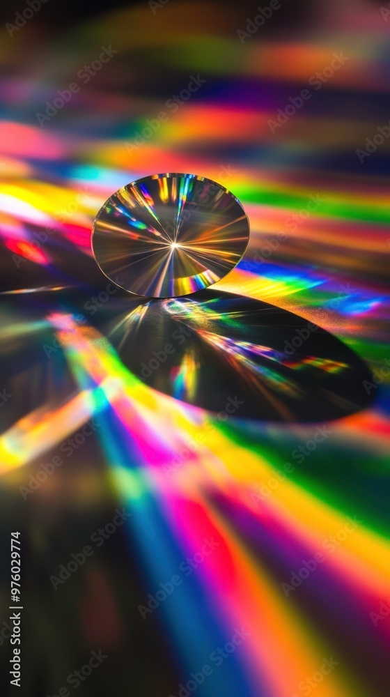 Aufkleber Exploring the Colorful Diffraction Patterns Produced by Light Through a Crystal at a Close Range
