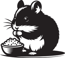 Cute little hamster Silhouette vector illustration isolated on a white background