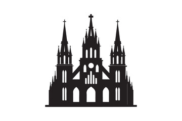 Cathedral silhouette vector illustration, Cathedral silhouette vector, Cathedral silhouette PNG