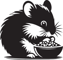 Cute little hamster Silhouette vector illustration isolated on a white background