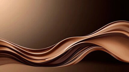 Abstract wave of liquid chocolate on a brown background.