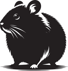 Cute little hamster Silhouette vector illustration isolated on a white background