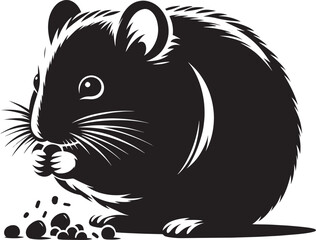 Cute little hamster Silhouette vector illustration isolated on a white background