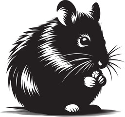 Cute little hamster Silhouette vector illustration isolated on a white background