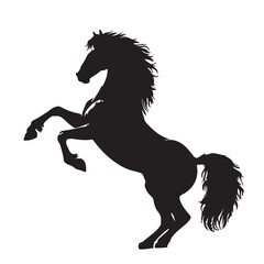 Silhouette of a horse rearing on its hind legs vector on a white background