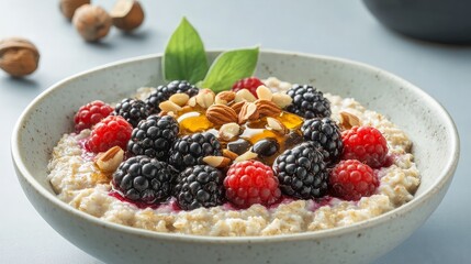 Delicious Oatmeal with Berries and Honey