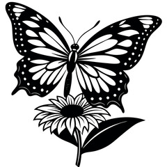 Stunning Butterfly on Flower Vector Art - High-Quality Design for Graphics & Prints