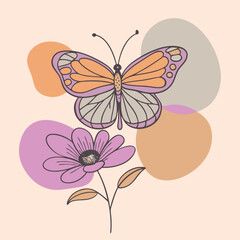 Stunning Butterfly on Flower Vector Art - High-Quality Design for Graphics & Prints