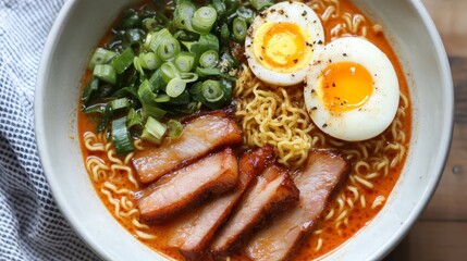 Spicy Ramen Noodles with Pork and Eggs