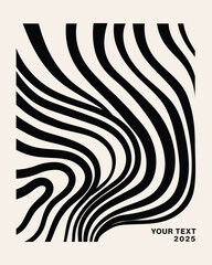 abstraction of black and white wave stripes vector