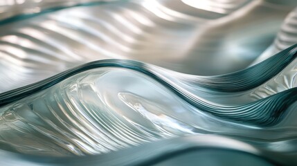 Layered translucent waves of glass gently folding over each other.