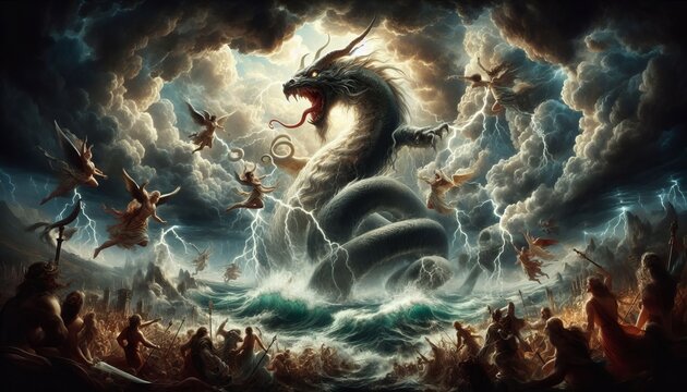 Typhon's Fury: Gods Flee the Storm