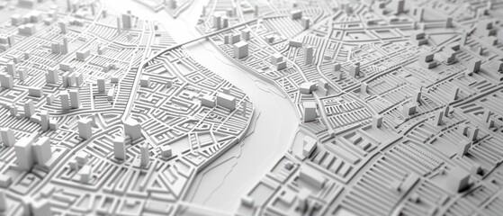 Obraz premium Abstract light gray city street map background with white lines and an urban grid, a seamless pattern for web design or print presentation of maps and layouts. Vector illustration.