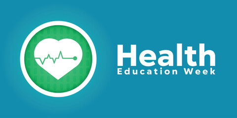 National Health Education Week. Heart. Great for cards, banners, posters, social media and more. Blue background.