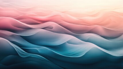 Layers of translucent waves rippling through a soft, glowing gradient background.
