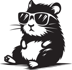 Cool little hamster Silhouette vector illustration isolated on a white background