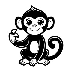 Download Cute Monkey Holding Banana Cartoon Vector Icon Illustration Svg File For Design.