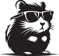 Cool little hamster Silhouette vector illustration isolated on a white background