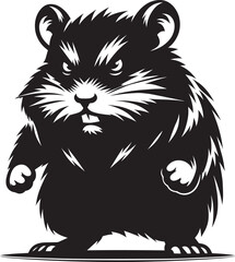 Cool little hamster Silhouette vector illustration isolated on a white background