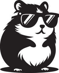 Cool little hamster Silhouette vector illustration isolated on a white background