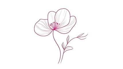 Elegant Minimalistic Pink Flower Logo Design on White Background - Vector Graphic Illustration with Flat Colors
