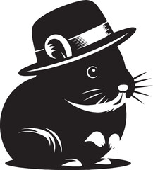 Cool little hamster Silhouette vector illustration isolated on a white background