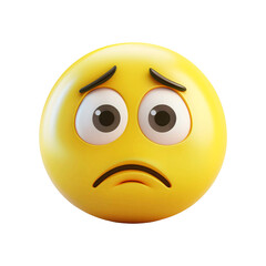 Fototapeta premium 3D sad emoticon with a frowning face, conveying a sense of loneliness or sadness