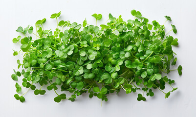 Obraz premium Fresh radish microgreens, isolated on white background.
