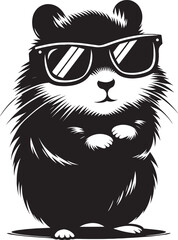 Cool little hamster Silhouette vector illustration isolated on a white background