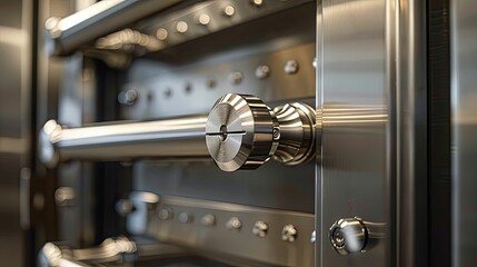 Close-up of a Polished Steel Vault Door Handle
