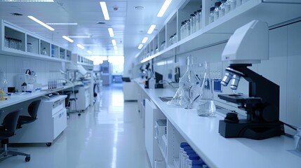 Modern Laboratory Interior with Microscope and Equipment